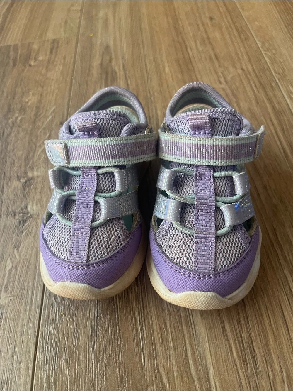 Stride Rite Purple with sparkle Sneakers and White Bow Sandals size 5t